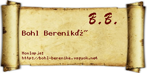 Bohl Bereniké névjegykártya